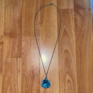 Clear Blue, Opaque Blue, White Strings, and Pink Flower Necklaces